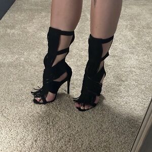 Carrano Stiletto Heeled Boots Suede Black Size 5